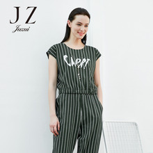 JUZUI/玖姿奥莱专柜字母印花休闲短袖单上衣2018夏装新款女装图片