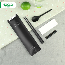 hocso一次性塑料筷子外卖餐具牛皮纸四件套勺子纸巾组合定制100双