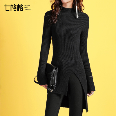 针织打底衫2018秋冬季新款韩版百搭学生中长修身半高领毛衣女外穿