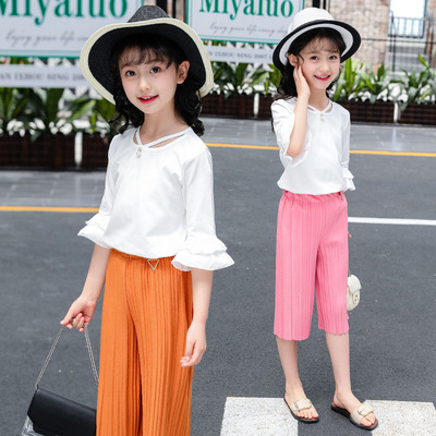 女孩夏装套装夏季复古童装儿童棉裤衣服女童民族风短袖两件套
