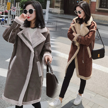 欧洲站棉服女中长款新品羊羔毛外套女装女款冬百搭鹿皮绒韩版棉衣图片