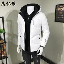 欧洲站冬季短款 帅气男装 轻薄白鸭绒外套韩版 反季白色羽绒服男士