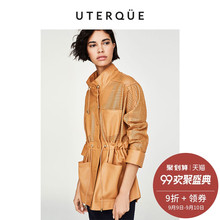 Uterque 2018秋季新款女装 镂空收腰个性皮革外套 00621500731/n图片