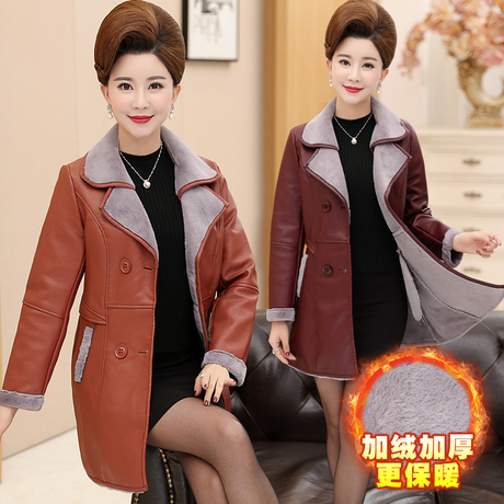 中年女秋装气质外套新款40岁妈妈装秋冬装PU皮衣50中老年女装风衣商品大图