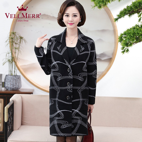 VELLMERR中老年女装2018秋季新款翻领妈妈装韩版休闲外套女ZQQ918商品大图
