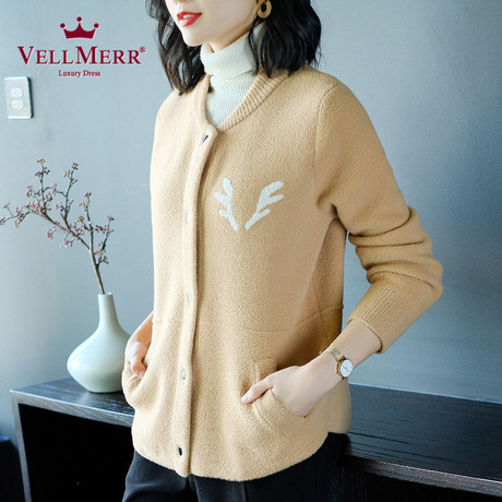 VELLMERR中老年女装2018秋冬新款外套短款长袖宽松貂毛韩版ZQQ925商品大图