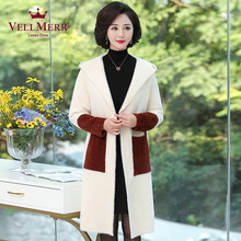 VELLMERR中老年女装2018秋装新款妈妈装外套连帽水貂绒韩版ZQQ925图片