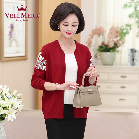 VELLMERR中老年女装2018外衣上衣女妈妈装秋冬韩版短款外套ZQQ829商品大图