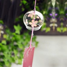 日式 风铃 樱花式玻璃樱花风铃创意家居卧室挂件和风挂饰门