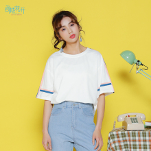 阁楼花开2018新款chic衣服女白色短袖t恤百搭韩版条纹打底衫女图片
