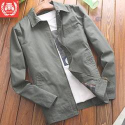 2019新款春季夹克男宽松男装上衣翻领褂子商务休闲工装外套男春秋