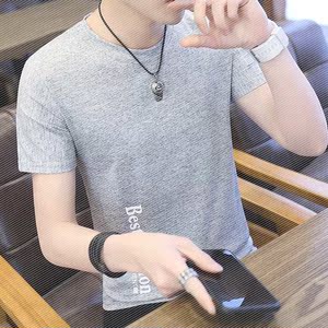 男士短袖T恤2019夏装新款圆领冰丝半袖体恤青年韩版潮流男装上衣