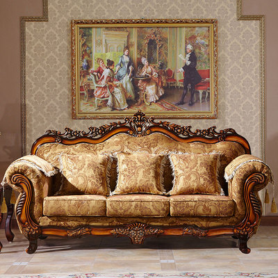 欧式简约风格实木组合家具小户型客厅布艺沙发三人位美式高档套装怎么样