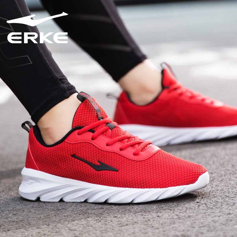 ERKE Sports Shoes Men's Shoes Summer Mesh Breathable Genuine Casual Shoes Red Running Shoes Mesh Shoes Running Shoes