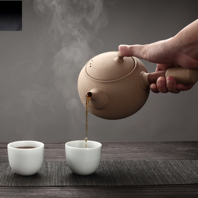协龙腾 麦饭石陶壶粗陶茶壶煮茶器茶壶花茶壶陶壶侧把壶功夫茶具