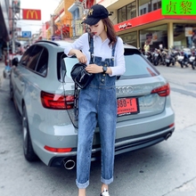 新款 学生气质洋气显瘦牛仔背带连体裤 以純时尚 2019春装 女装 连衣裤