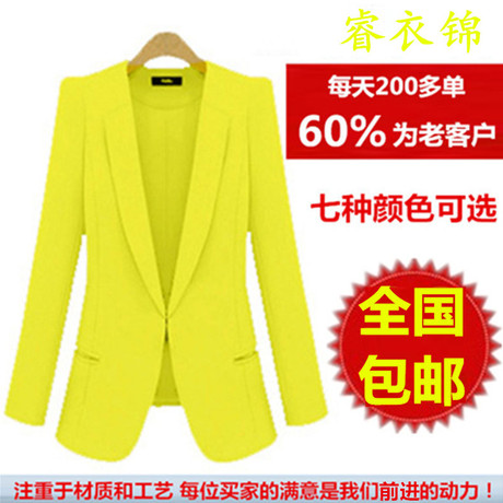 chic小西装女外套2018春秋新款韩版修身中长款小西服黑色大码女装商品大图