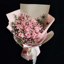 西安临潼鲜花速递同城花店韩式混搭玫瑰满天星花束生日老师教师节