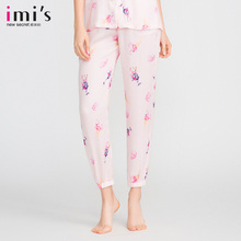 【19新品】IMIS爱美丽女士家居服 春夏缎纹人棉休闲收口长睡裤