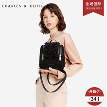 CHARLES&KEITH双肩包 CK2-60270153毛绒双拉链饰女士毛毛包