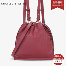CHARLES&KEITH水桶包CK2-60780664欧美休闲抽绳设计女双肩包