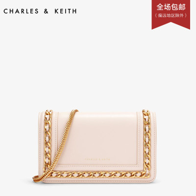 CHARLES&KEITH小方包 CK2-70840146-1金属链条饰女士翻盖单肩包