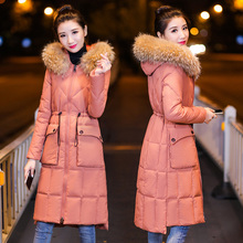 过膝棉服女中长款2018新款棉袄女修身显瘦保暖潮女装外套长棉衣图片