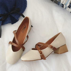 韩版复古一字扣奶奶鞋玛丽珍鞋