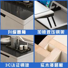 简易饭桌麻将桌多功能茶几餐桌两用边几电动升降黑白宜家椭圆形面