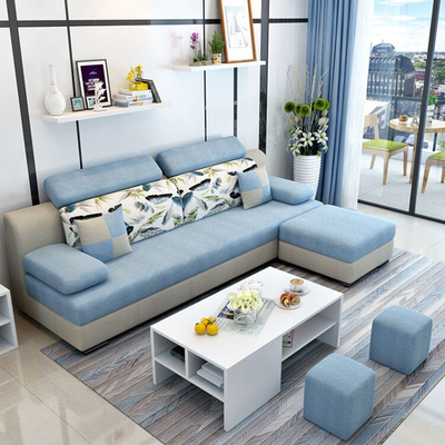 新款布艺沙发小户型组合客厅家具简约现代可拆洗转角三人位布沙发价格