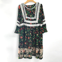 WORLD 田园风碎花连衣裙蕾丝拼接A5816