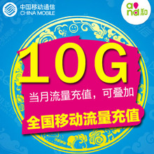上海移动流量充值 手机流量包 全国10G 当月有效