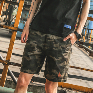 日系原创夏日做旧撞色迷彩短裤