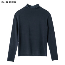 sdeer圣迪奥简约大方自然剪裁卷边边沿时尚半高领针织衫S18463597图片