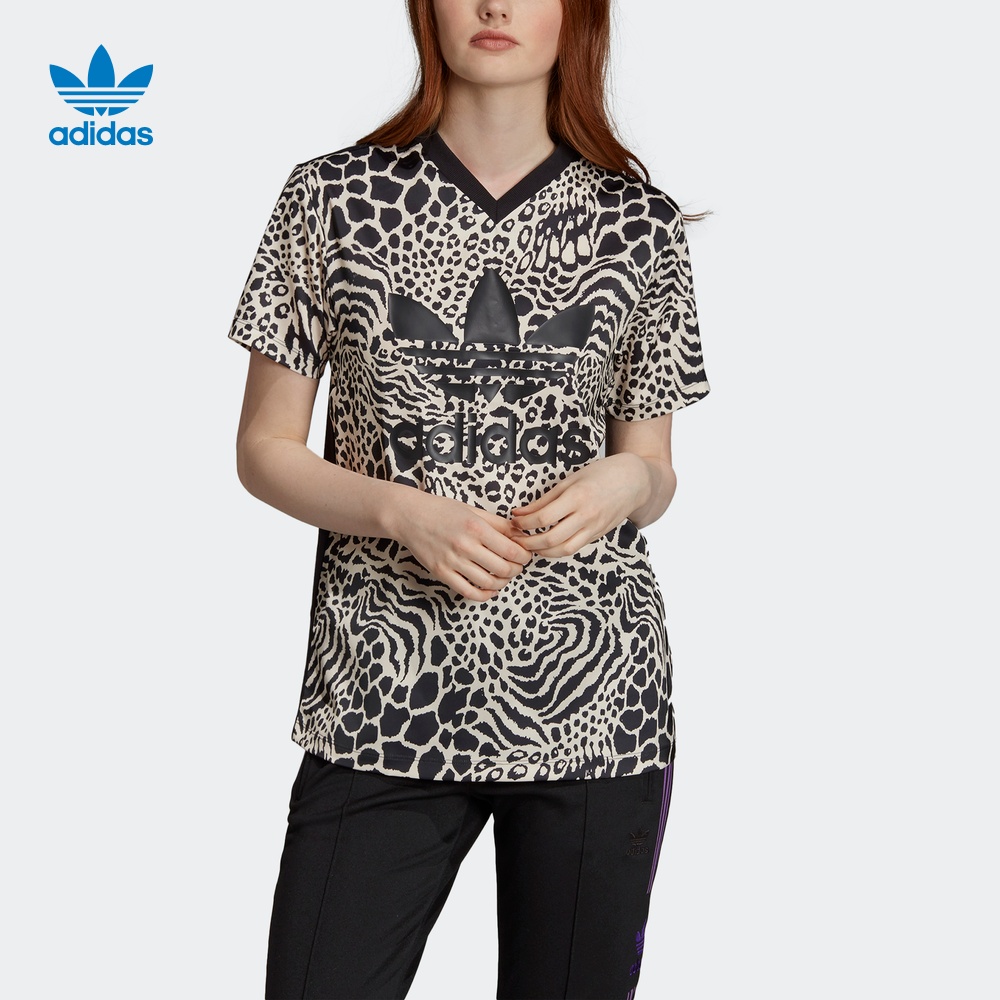 Adidas official website adidas Clover AOP T-SHIRT Women's Sports Short Sleeve T-shirt DV0113