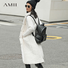 立领中长款 Amii极简高端双排扣复古羽绒服女2018冬新加厚 过膝外套