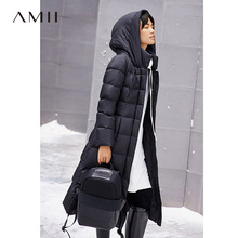 Amii女装2018秋冬装新款大码韩版连帽中长款羽绒服女外套潮图片