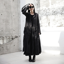SIMPLE BLACK 春秋新款暗黑风麻料中长款女士薄风衣外套