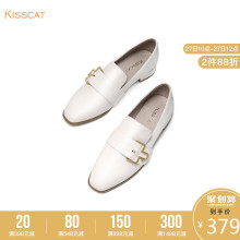 女英伦平底休闲一脚蹬乐福鞋 小皮鞋 KISSCAT接吻猫2019年四季女鞋