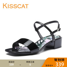CAT 牛漆皮低跟凉鞋 KA98320 接吻猫年夏季新款 KISS