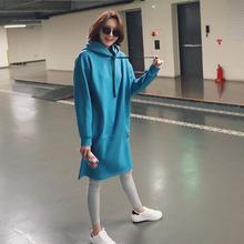 【韩国代购】女装新款休闲中长款保暖连帽卫衣连衣裙M2484