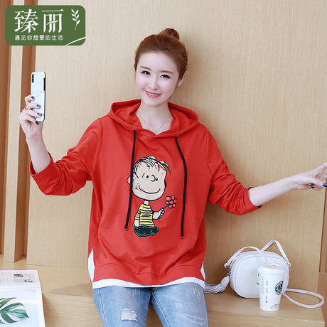 臻丽 2018新款胖妹妹秋冬装卫衣女遮肚连帽衫胖妹妹大码女装上衣商品大图