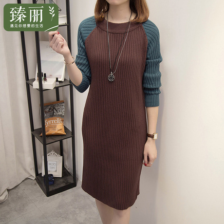 臻丽 2018新款胖mm大码女装冬装毛衣女上衣中长款遮肚子套头衫商品大图