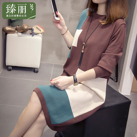 臻丽 洋气大码女装新款胖妹妹冬装毛衣藏肉中长款套头衫宽松显瘦商品大图