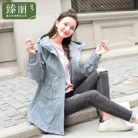 臻丽 洋气2018新款胖妹妹冬装大码女装加大加肥风衣外套遮肚子商品大图