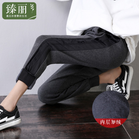 臻丽 洋气2018新款胖妹妹冬装大码女装遮肚子加厚运动裤加大加肥商品大图