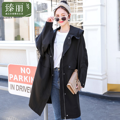 臻丽 大码冬装胖妹妹女装新款加大风衣外套中长款遮肚子开衫显瘦商品大图
