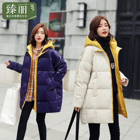 臻丽 2018新款遮肚大码女装胖妹妹冬装中长款棉衣200斤棉服显瘦商品大图