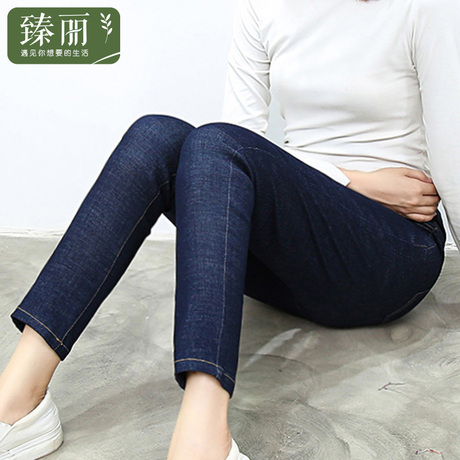 臻丽 2018新款秋季胖mm打底裤大码女装弹力腰牛仔裤宽松显瘦秋裤商品大图
