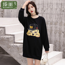 臻丽 2018新款胖mm秋装大码女装宽松卫衣圆领套头遮肚女上衣显瘦图片